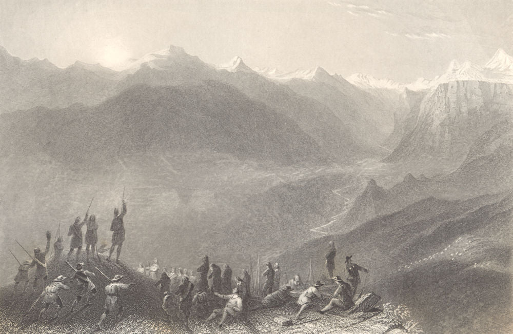 PIEDMONT/PIEMONTE. Val Pragelato, opposite the Col-du-Pis. BARTLETT 1838 print